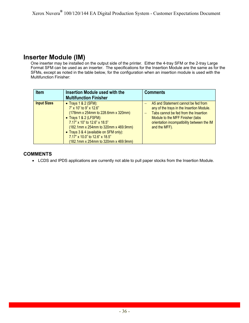 Inserter module (im) | Xerox Nuvera 120 EA User Manual | Page 36 / 63