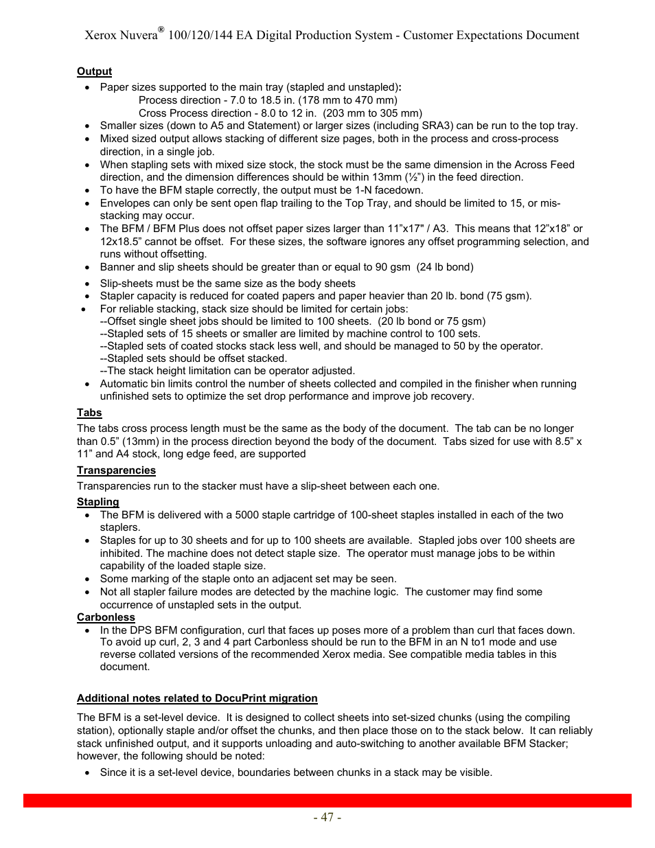 Xerox Nuvera 120 EA User Manual | Page 47 / 63
