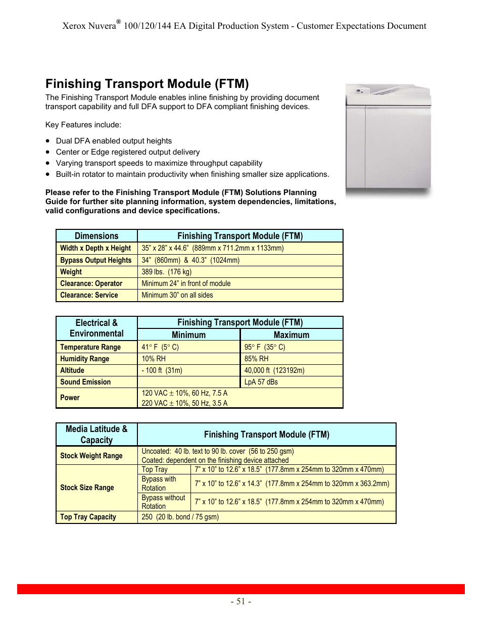 Finishing transport module (ftm) | Xerox Nuvera 120 EA User Manual | Page 51 / 63