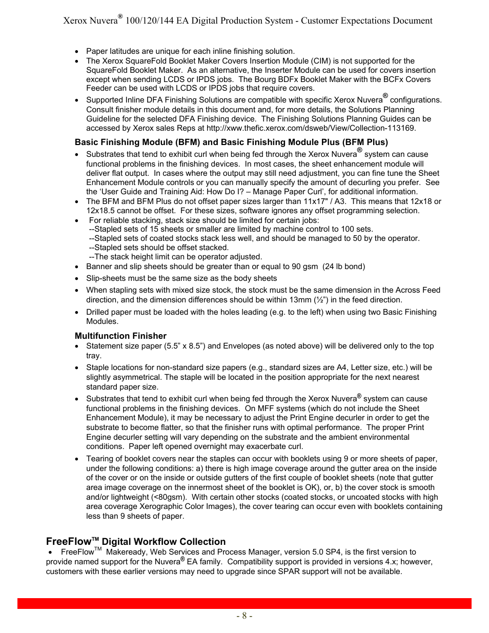 Freeflow | Xerox Nuvera 120 EA User Manual | Page 8 / 63