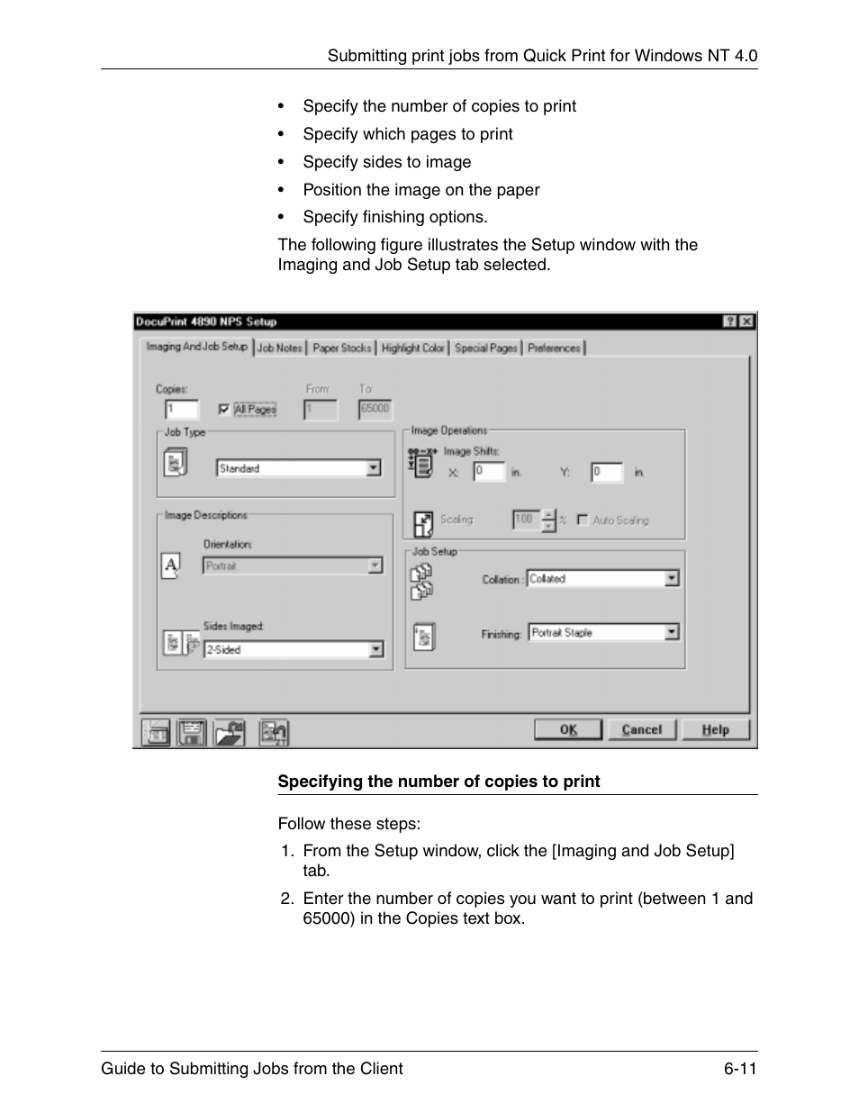 Specifying the number of copies to print, Specifying the number of copies to print -11 | Xerox DocuPrint 721P90350 User Manual | Page 177 / 216