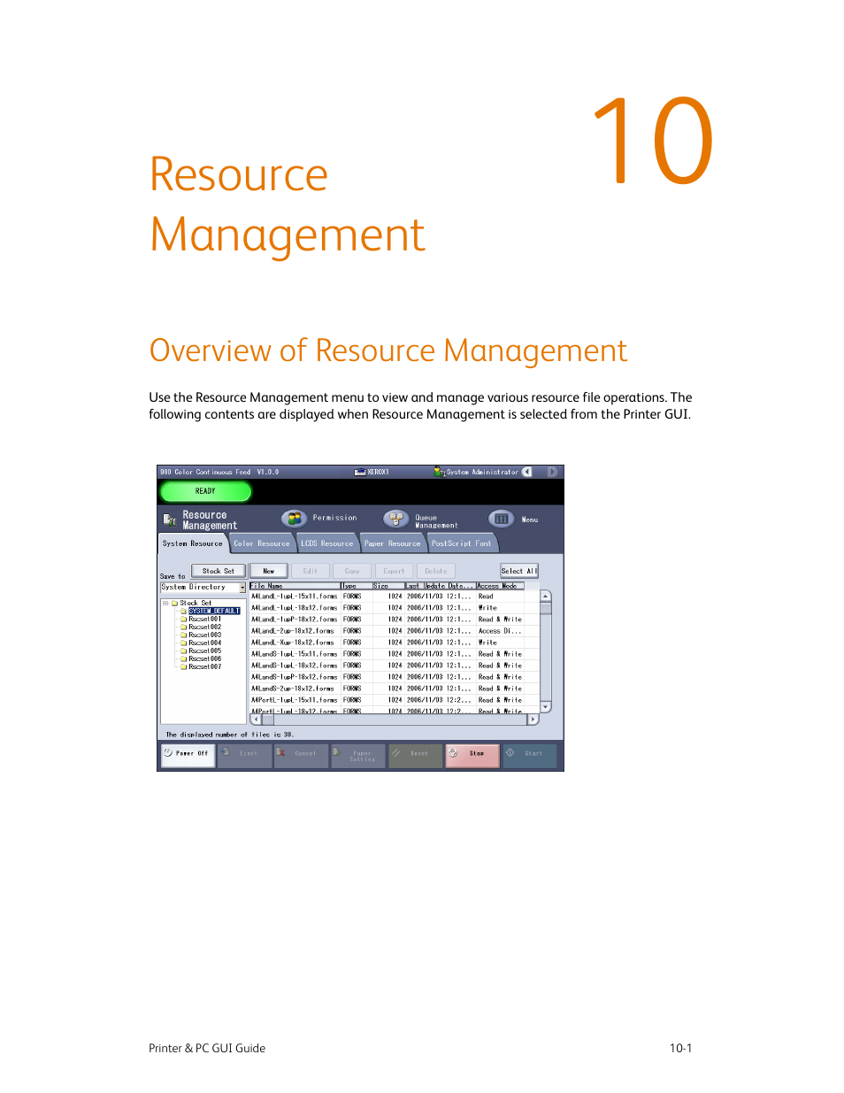 Resource management, Overview of resource management, Resource management -1 | Overview of resource management -1 | Xerox 490 User Manual | Page 157 / 262