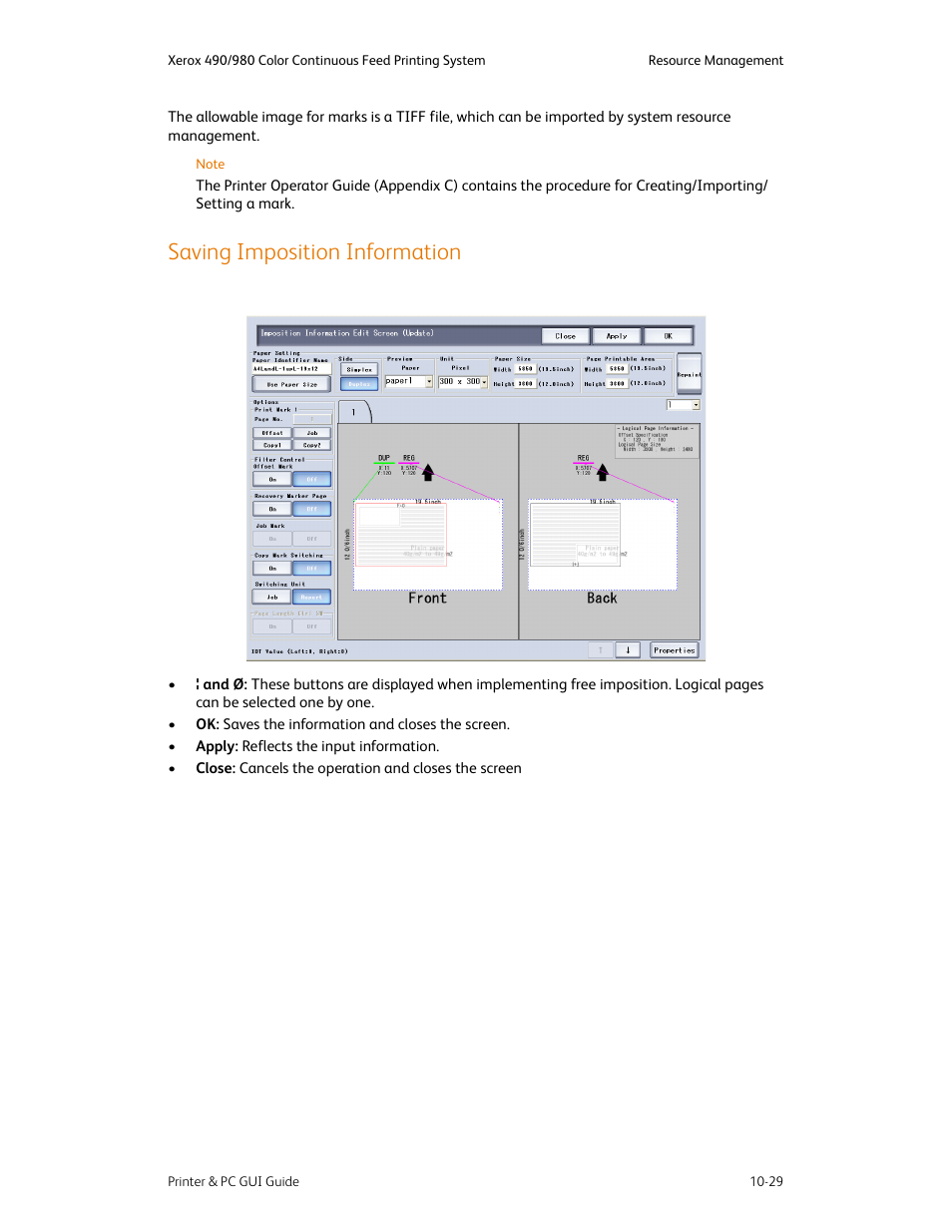 Saving imposition information, Saving imposition information -29 | Xerox 490 User Manual | Page 185 / 262