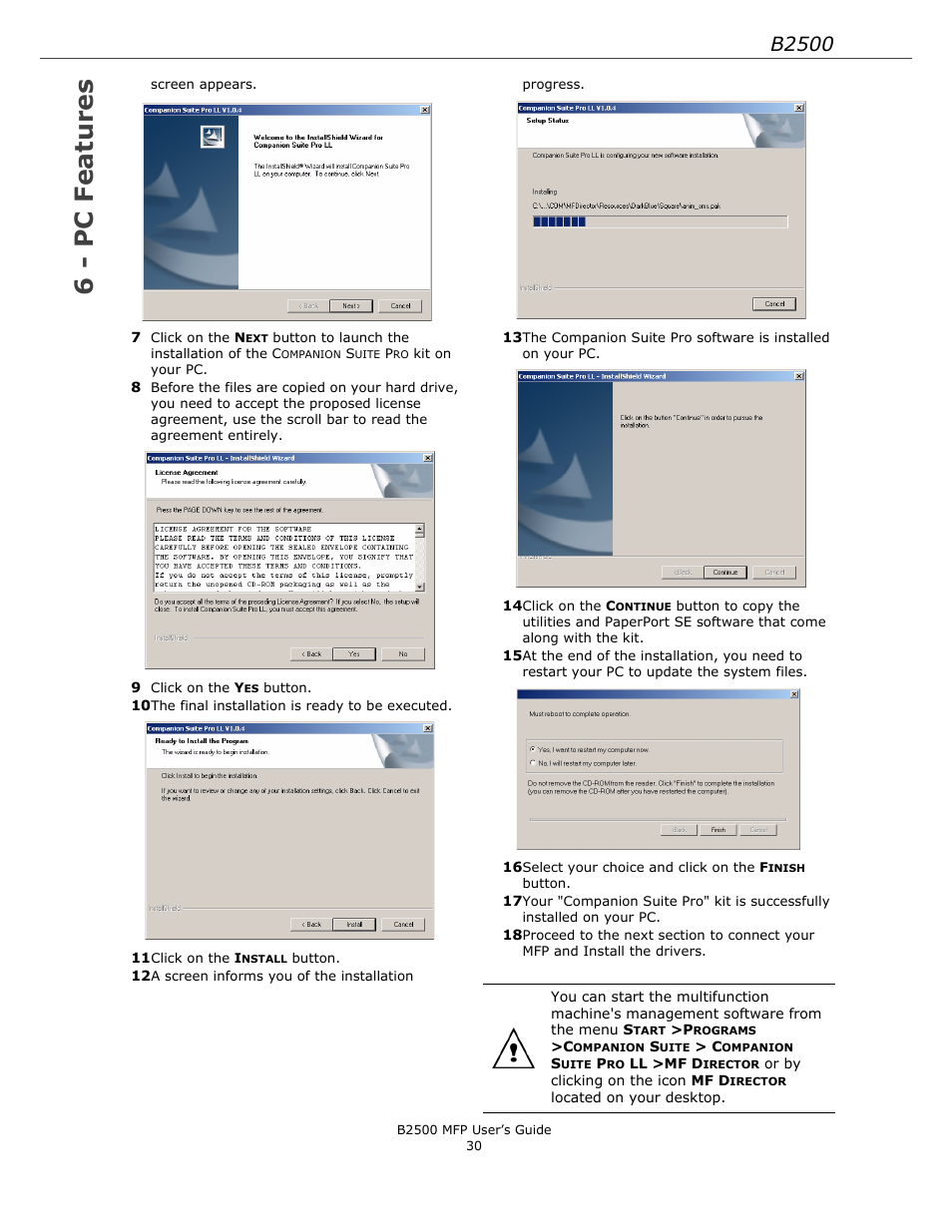 6 - pc features, B2500 | Xerox B2500 MFP User Manual | Page 30 / 42