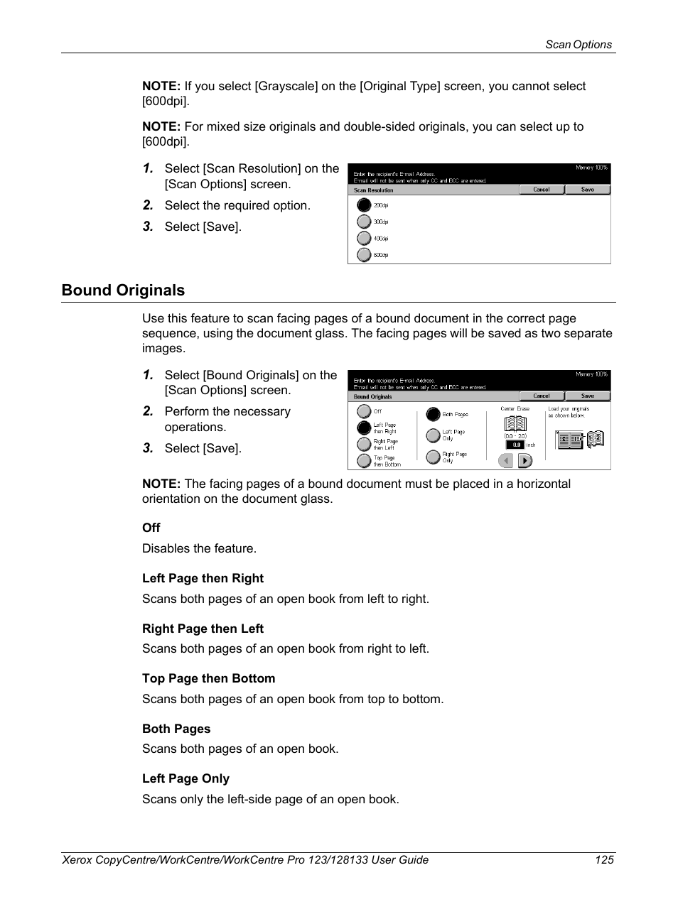 Bound originals | Xerox 604P18057 User Manual | Page 125 / 364
