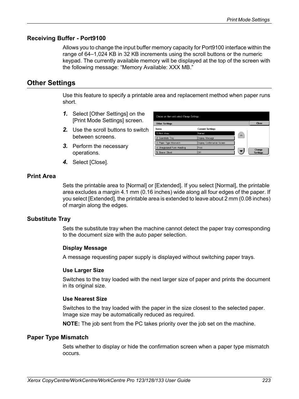 Other settings | Xerox 604P18057 User Manual | Page 223 / 364