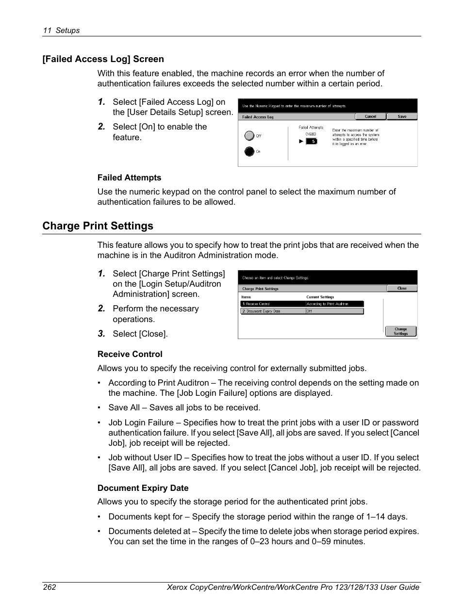 Charge print settings | Xerox 604P18057 User Manual | Page 262 / 364