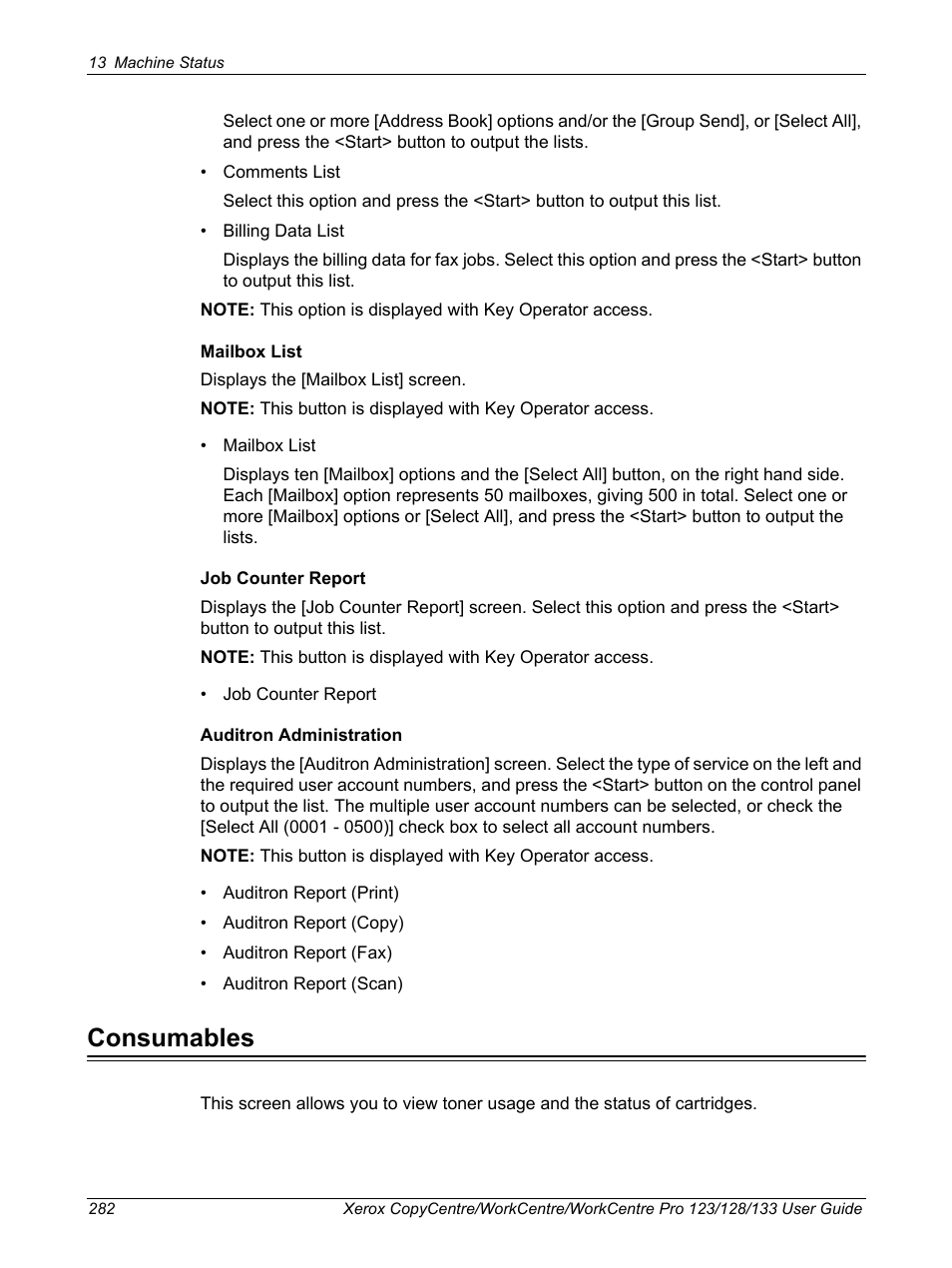 Consumables | Xerox 604P18057 User Manual | Page 282 / 364