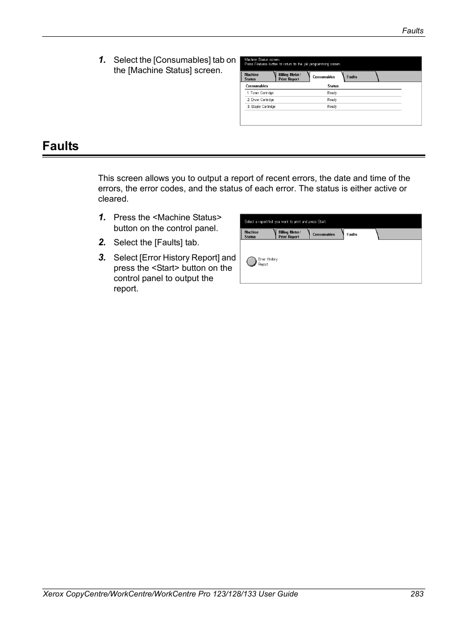 Faults | Xerox 604P18057 User Manual | Page 283 / 364