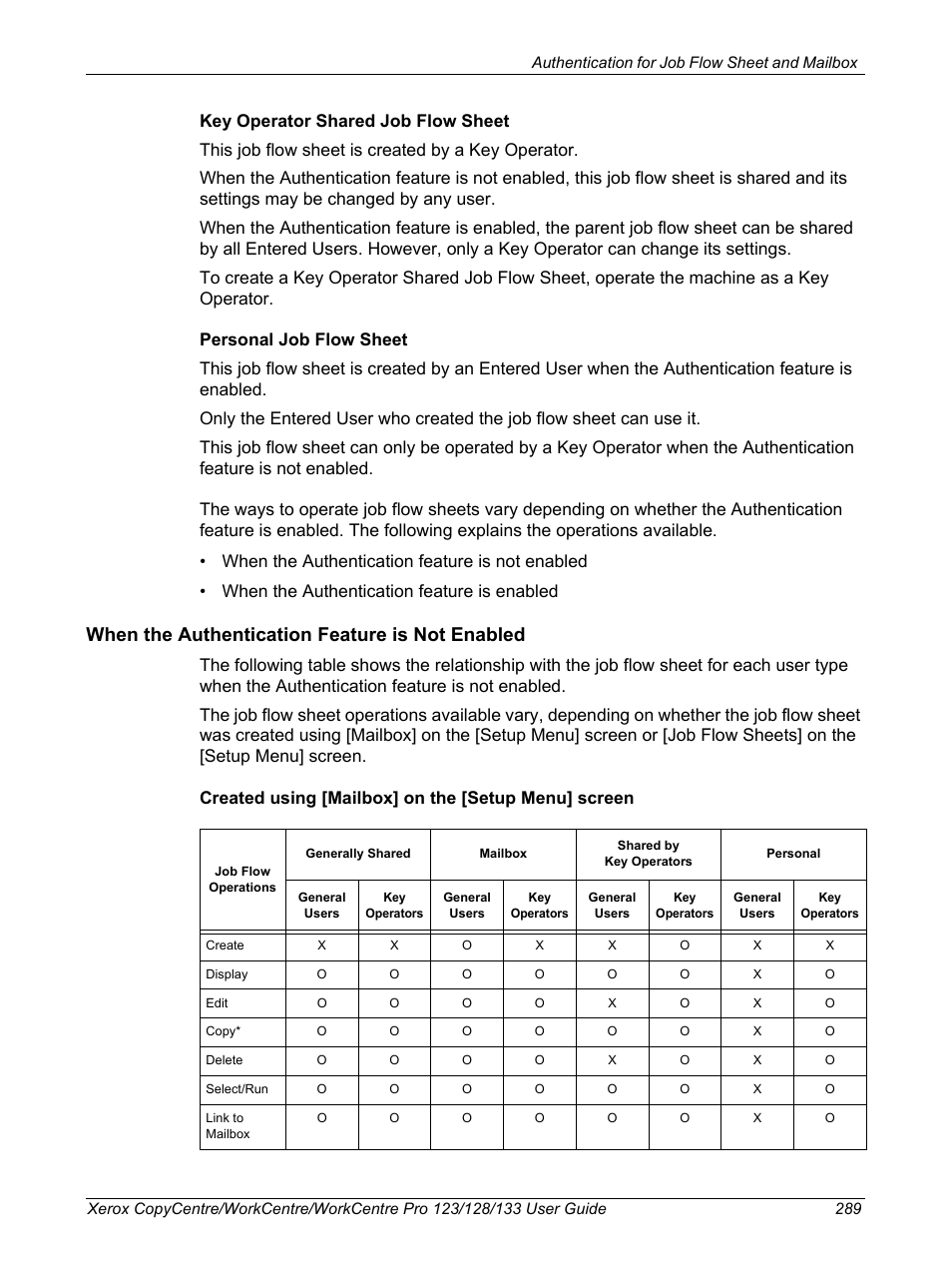 When the authentication feature is not enabled | Xerox 604P18057 User Manual | Page 289 / 364