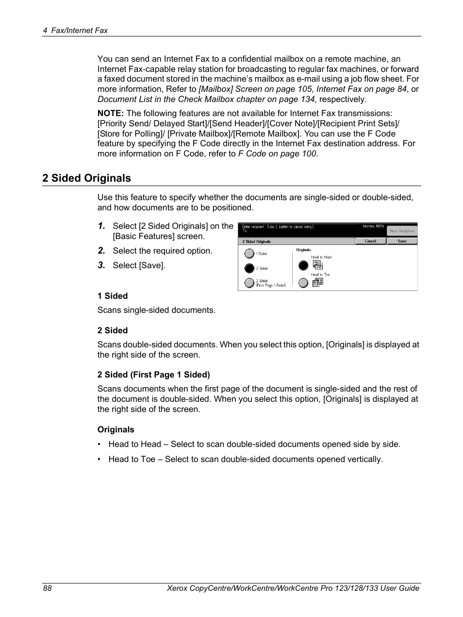 2 sided originals | Xerox 604P18057 User Manual | Page 88 / 364