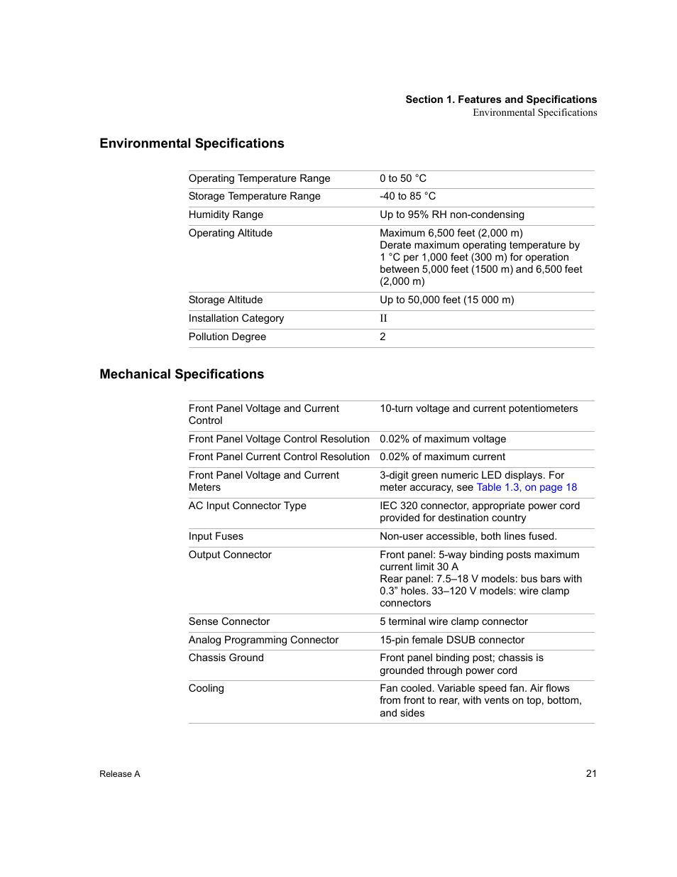 Environmental specifications, Mechanical specifications | Xantrex Technology XPD 60-9 User Manual | Page 23 / 56