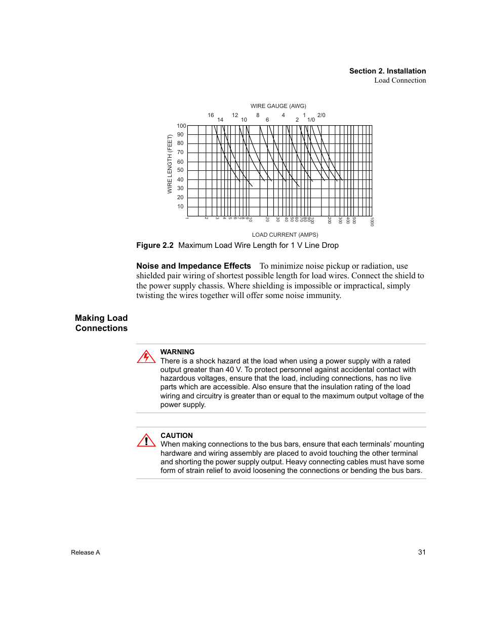 Noise and impedance effects, Making load connections | Xantrex Technology XPD 60-9 User Manual | Page 33 / 56
