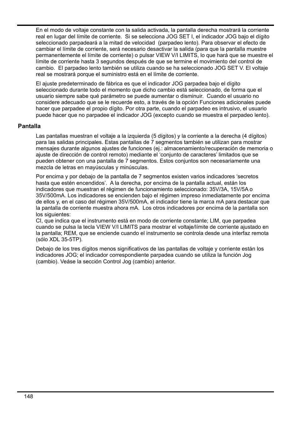 Pantalla | Xantrex Technology XDL 35-5T User Manual | Page 150 / 180