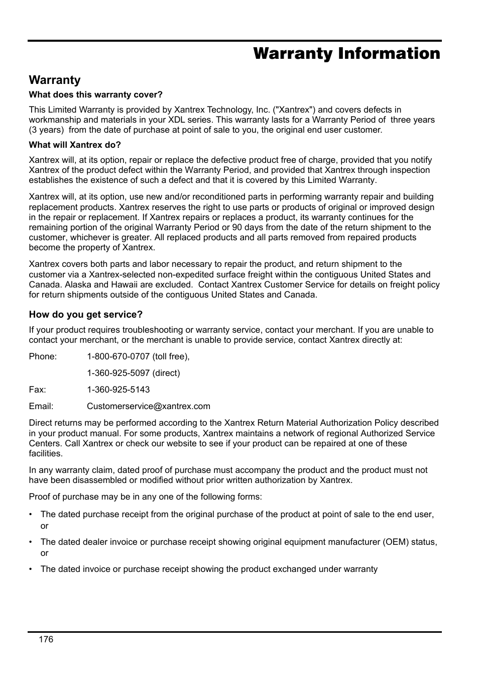 Warranty information, Warranty, How do you get service | Xantrex Technology XDL 35-5T User Manual | Page 178 / 180