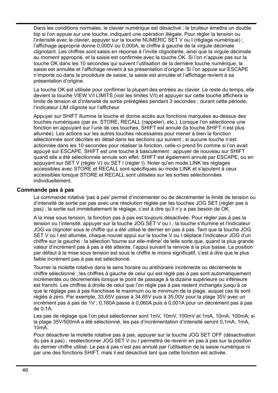 Commande pas à pas | Xantrex Technology XDL 35-5T User Manual | Page 48 / 180