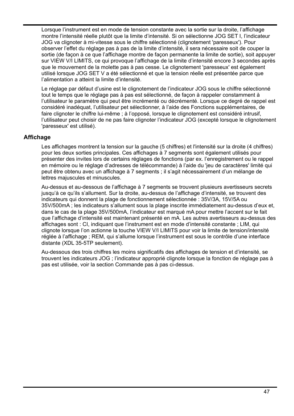 Affichage | Xantrex Technology XDL 35-5T User Manual | Page 49 / 180