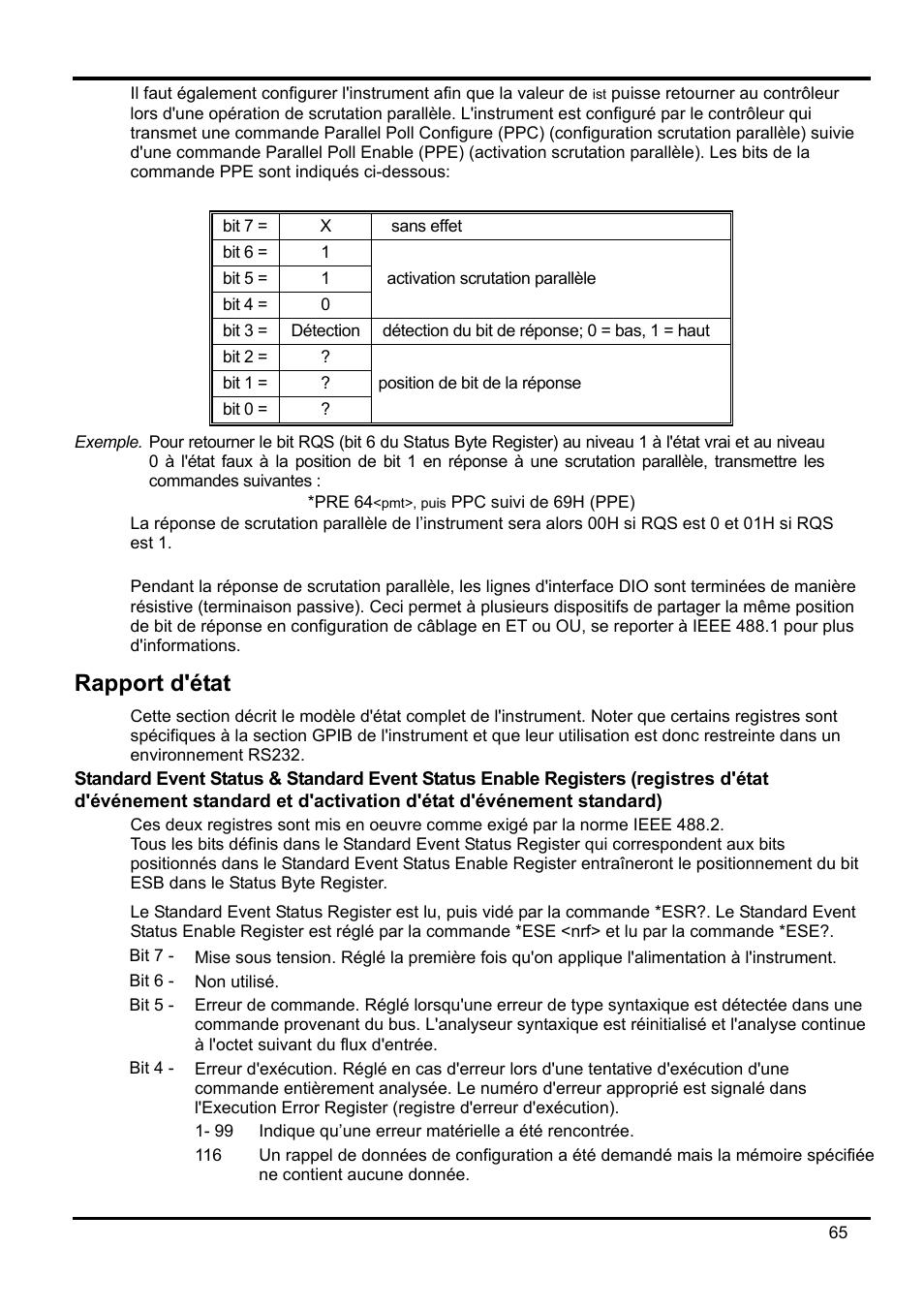 Rapport d'état, Standard event status & standard event status ena | Xantrex Technology XDL 35-5T User Manual | Page 67 / 180