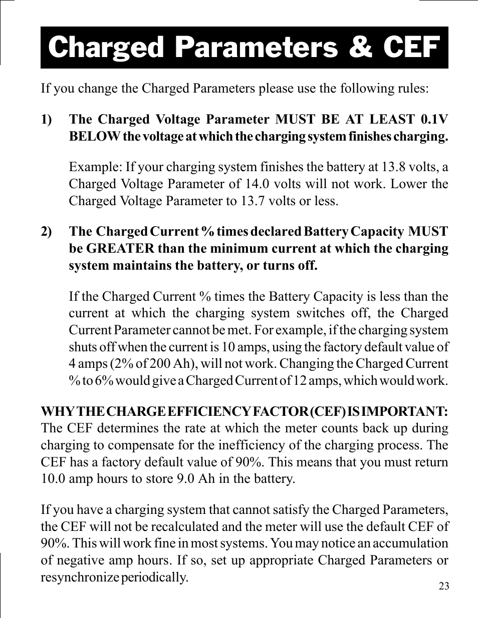 Charged parameters & cef | Xantrex Technology LINK 10 User Manual | Page 23 / 60