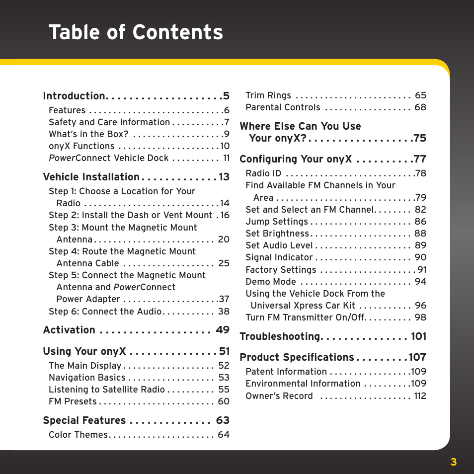 XM Satellite Radio XDNX1V1 User Manual | Page 3 / 114