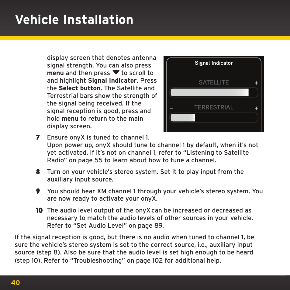 Vehicle installation | XM Satellite Radio XDNX1V1 User Manual | Page 40 / 114