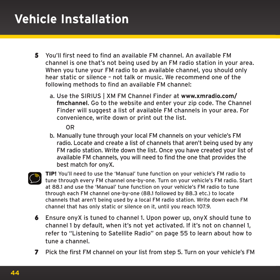 Vehicle installation | XM Satellite Radio XDNX1V1 User Manual | Page 44 / 114