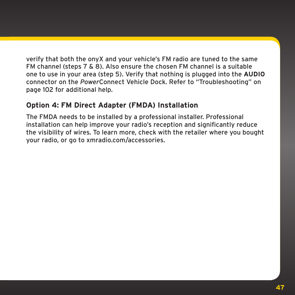XM Satellite Radio XDNX1V1 User Manual | Page 47 / 114
