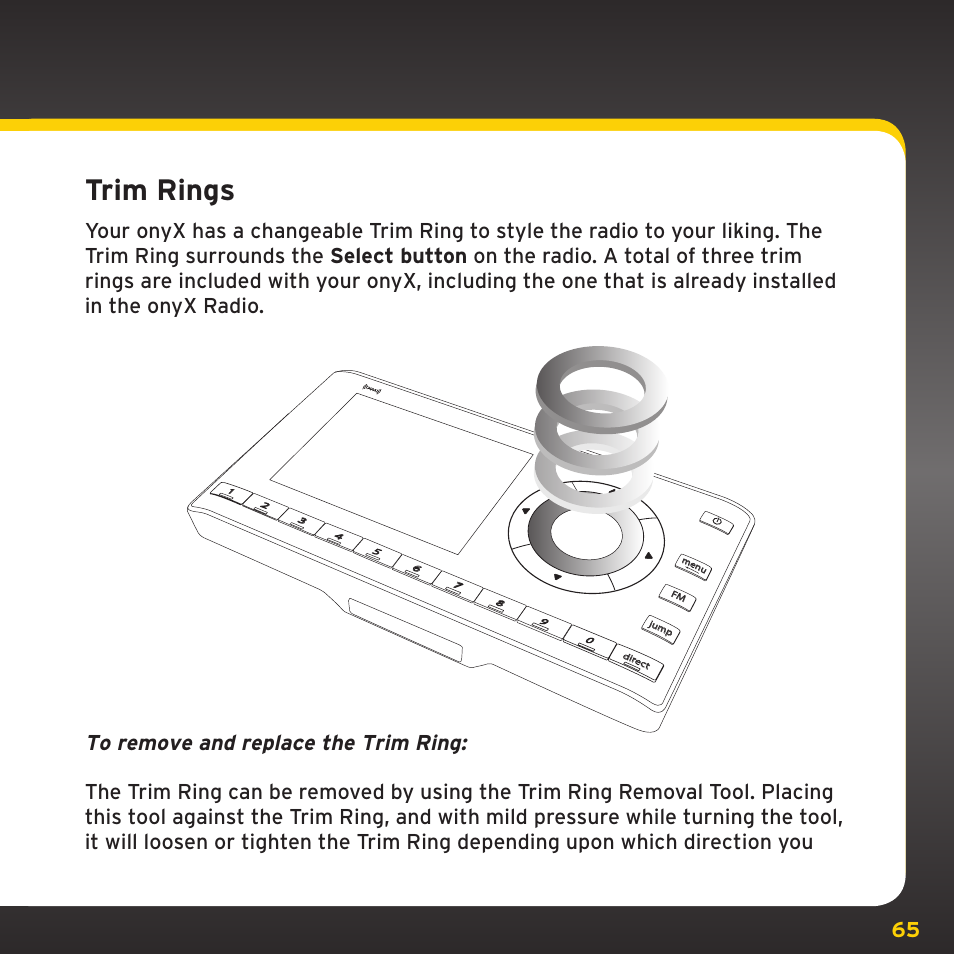 Trim rings | XM Satellite Radio XDNX1V1 User Manual | Page 65 / 114