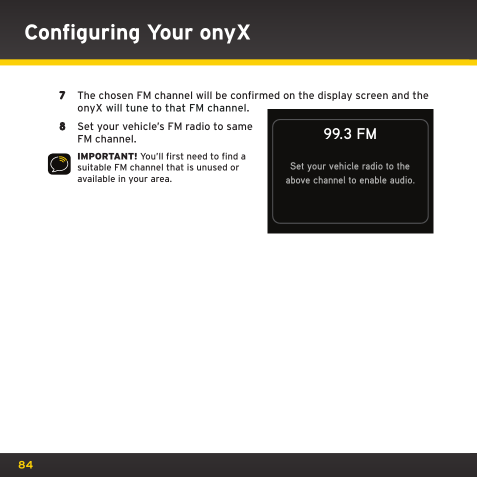 Configuring your onyx, 3 fm | XM Satellite Radio XDNX1V1 User Manual | Page 84 / 114