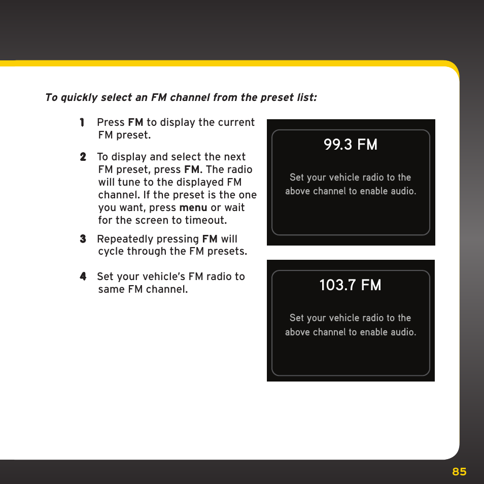 Configuring your onyx | XM Satellite Radio XDNX1V1 User Manual | Page 85 / 114