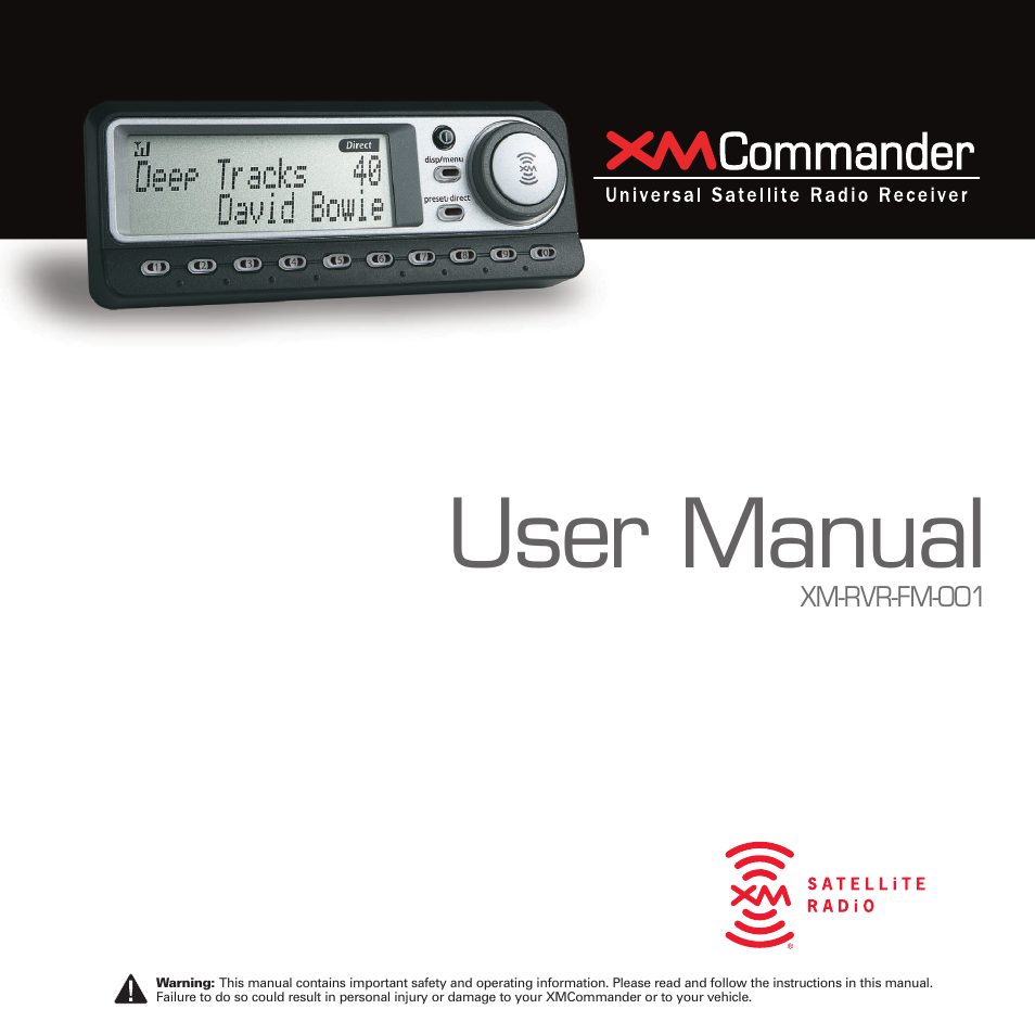 XM Satellite Radio XM XMCommander XM-RVR-FM- User Manual | 12 pages