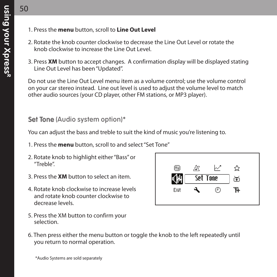 XM Satellite Radio XMCK-20P User Manual | Page 50 / 62