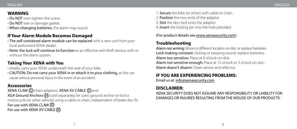 Xena Security XM User Manual | Page 5 / 33