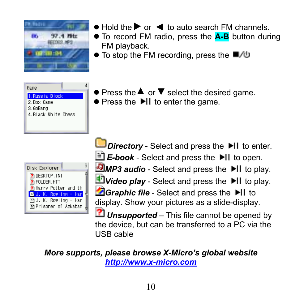 X-Micro Tech. XMP3-N20GFT 210C User Manual | Page 11 / 72