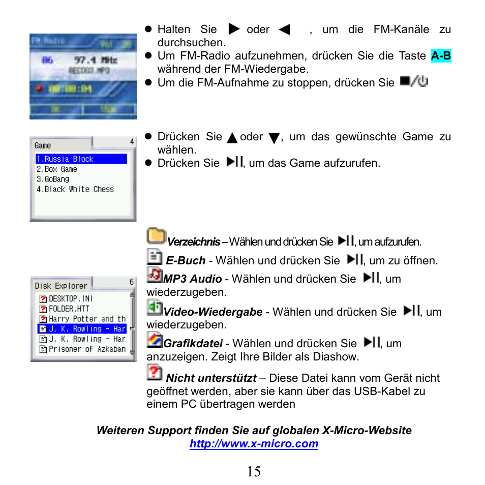 X-Micro Tech. XMP3-N20GFT 210C User Manual | Page 16 / 72