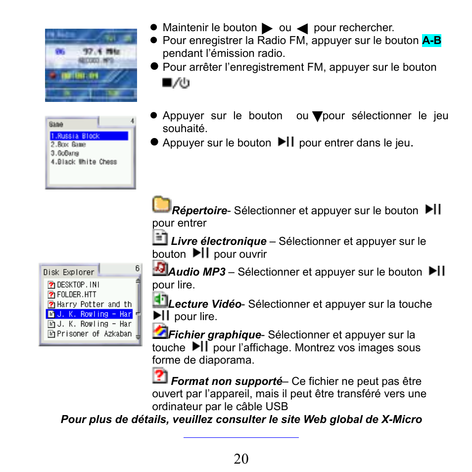 X-Micro Tech. XMP3-N20GFT 210C User Manual | Page 21 / 72