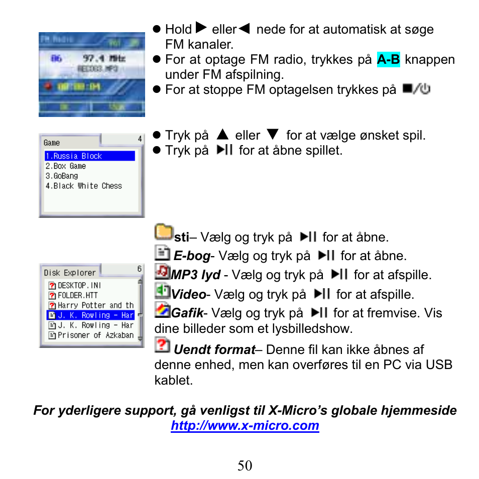 X-Micro Tech. XMP3-N20GFT 210C User Manual | Page 51 / 72