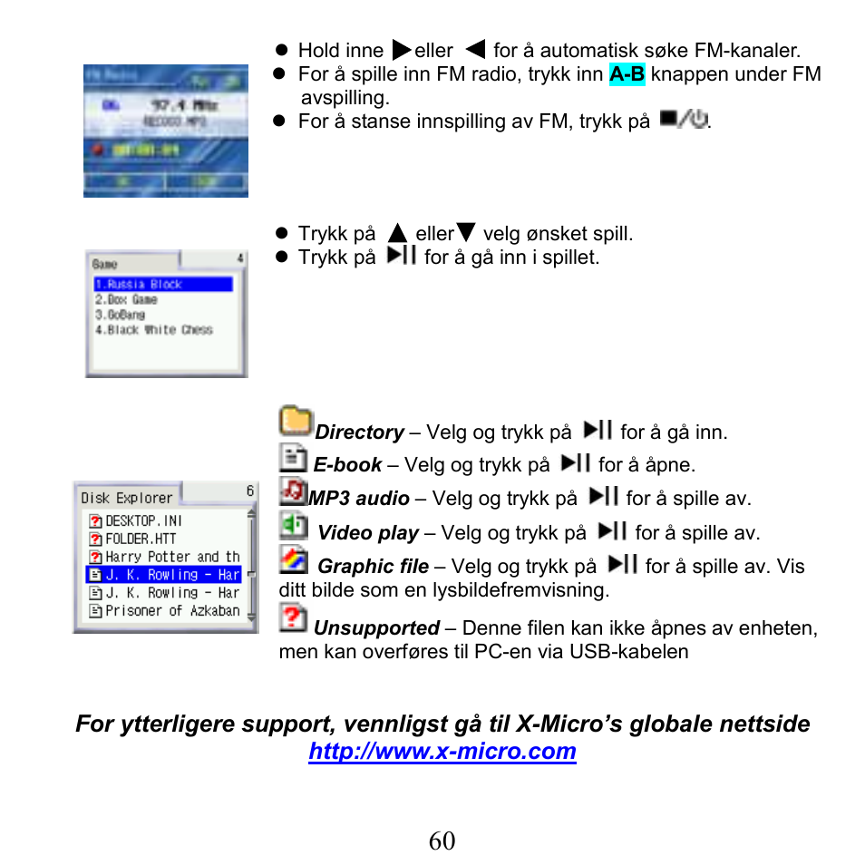 X-Micro Tech. XMP3-N20GFT 210C User Manual | Page 61 / 72