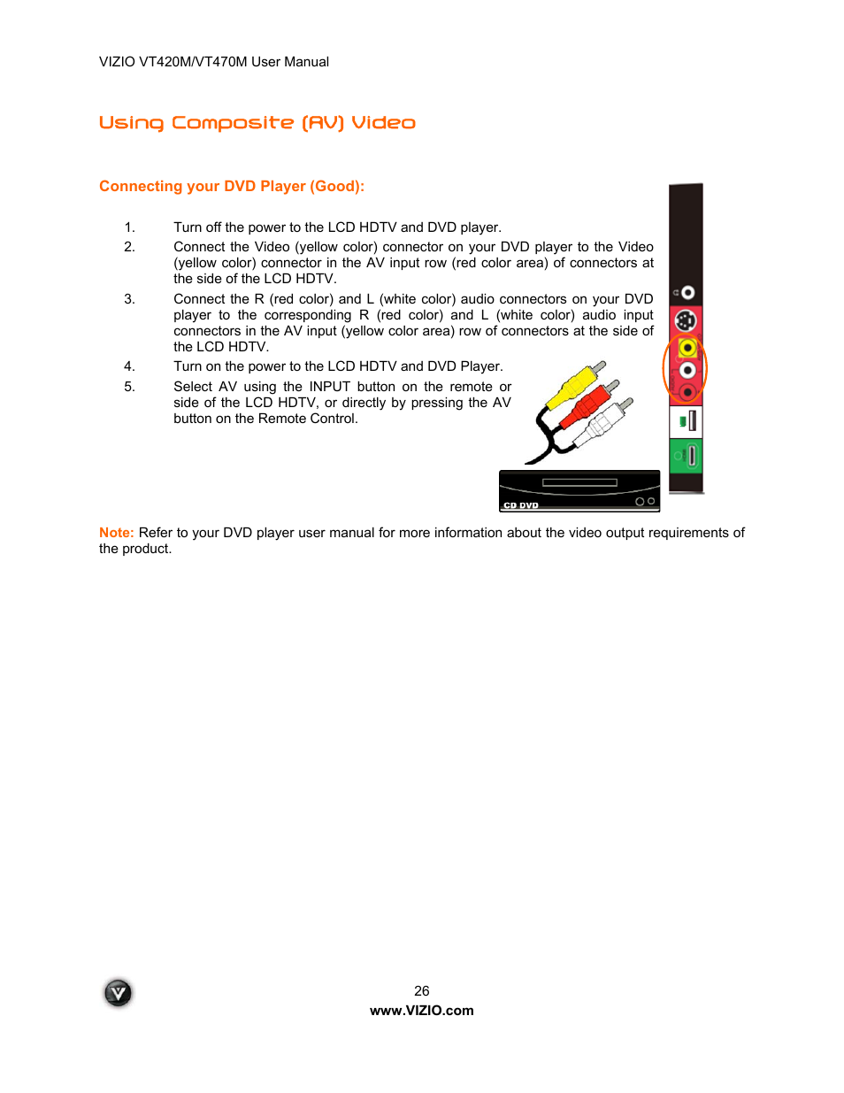 Using composite (av) video | ZyXEL Communications VT470M User Manual | Page 26 / 63