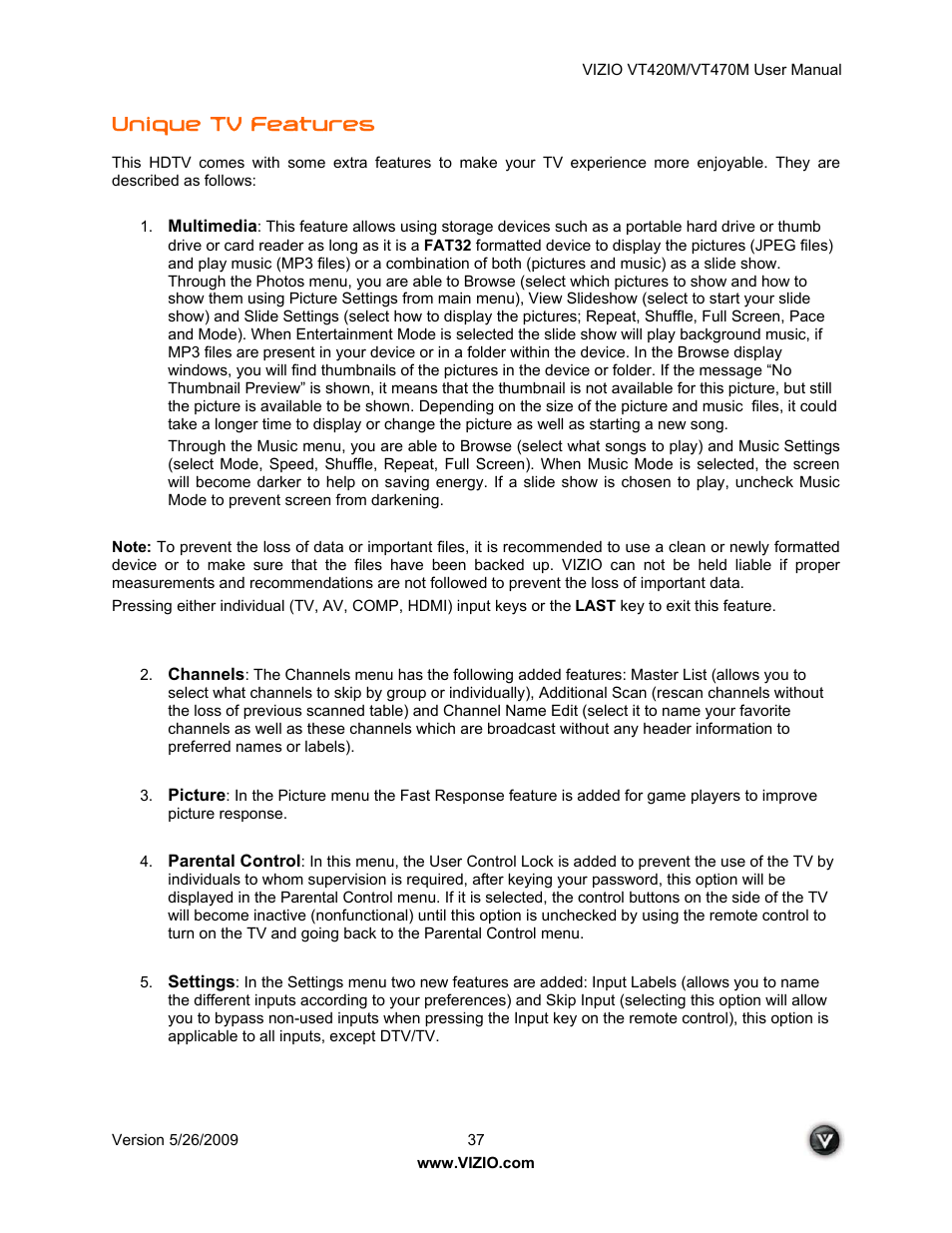 Unique tv features | ZyXEL Communications VT470M User Manual | Page 37 / 63