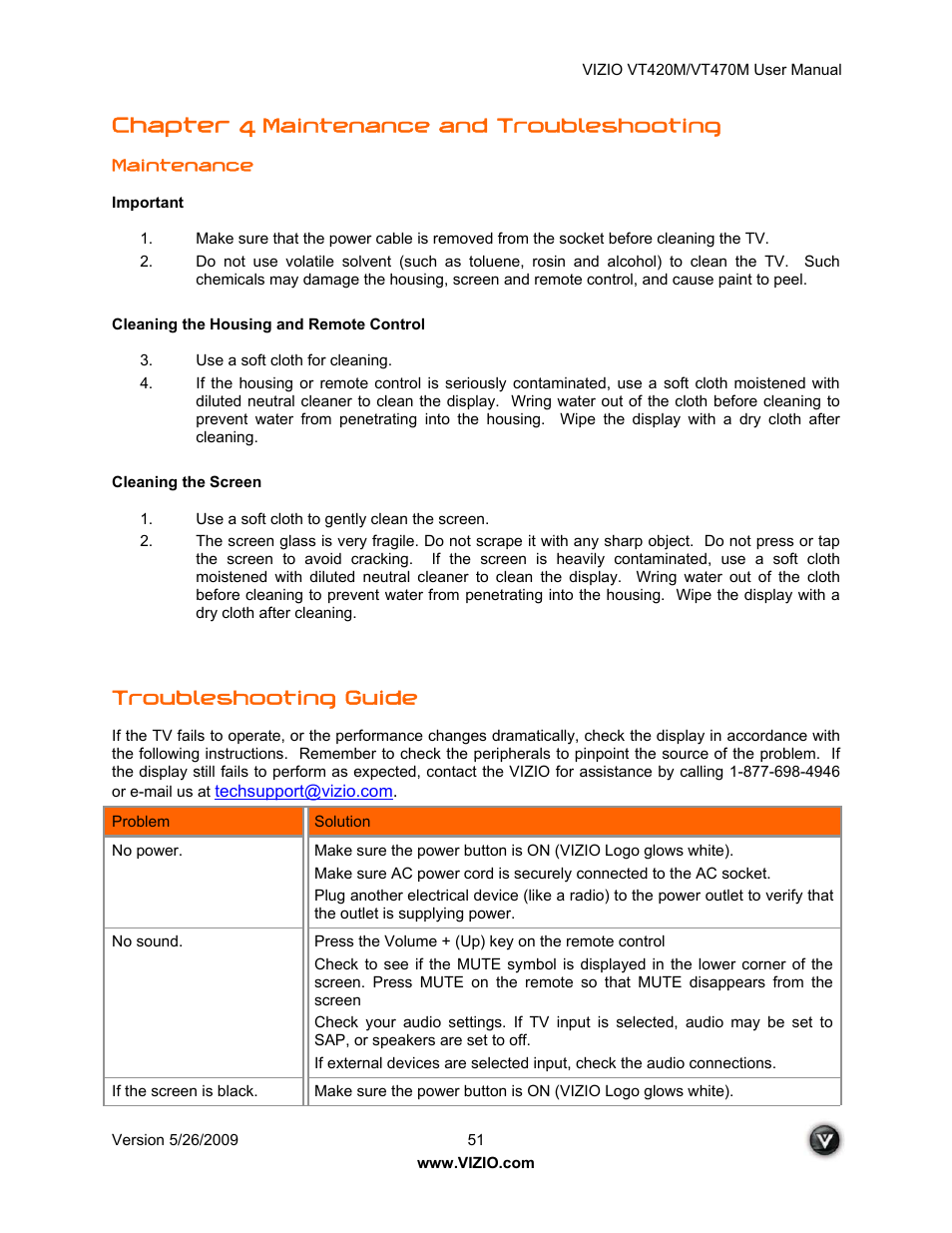 Chapter 4, Maintenance and troubleshooting, Troubleshooting guide | ZyXEL Communications VT470M User Manual | Page 51 / 63