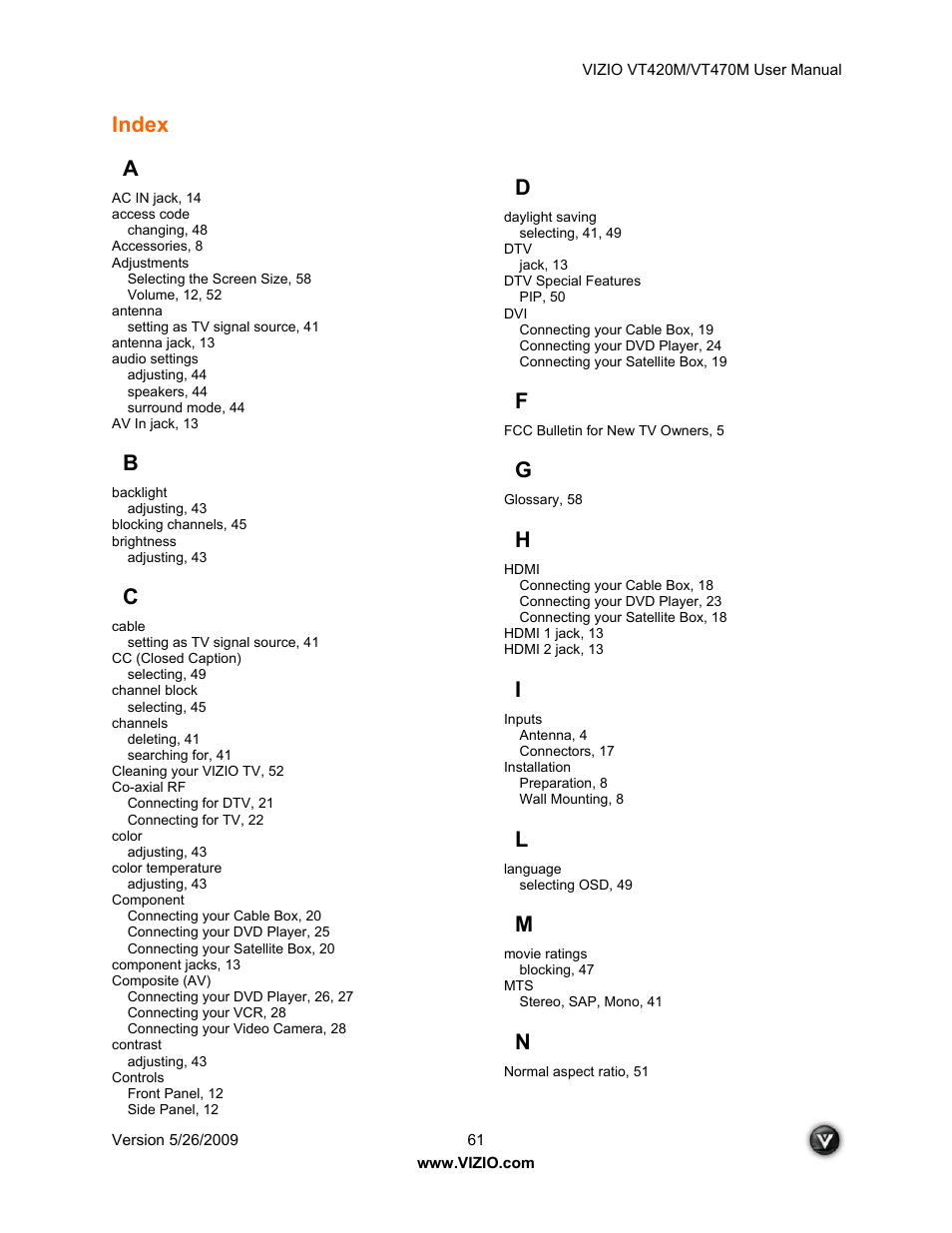 Index a | ZyXEL Communications VT470M User Manual | Page 61 / 63