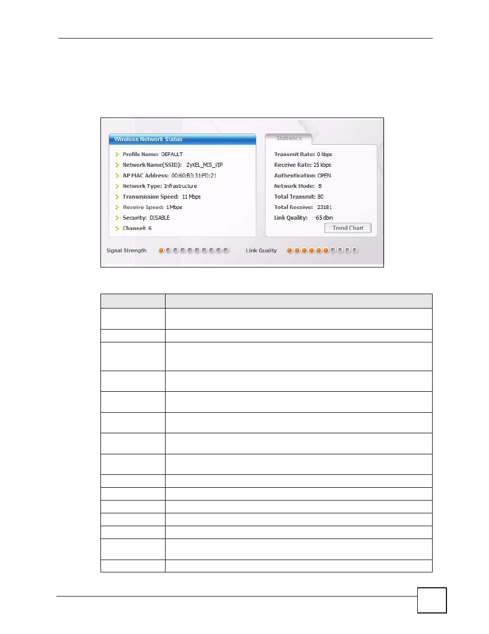 3 the link info screen, More. see, 45 4.3 the link info screen | ZyXEL Communications SMG-700 User Manual | Page 45 / 140