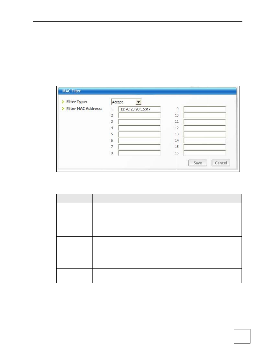 5 the mac filter screen, 73 5.5 the mac filter screen | ZyXEL Communications SMG-700 User Manual | Page 73 / 140