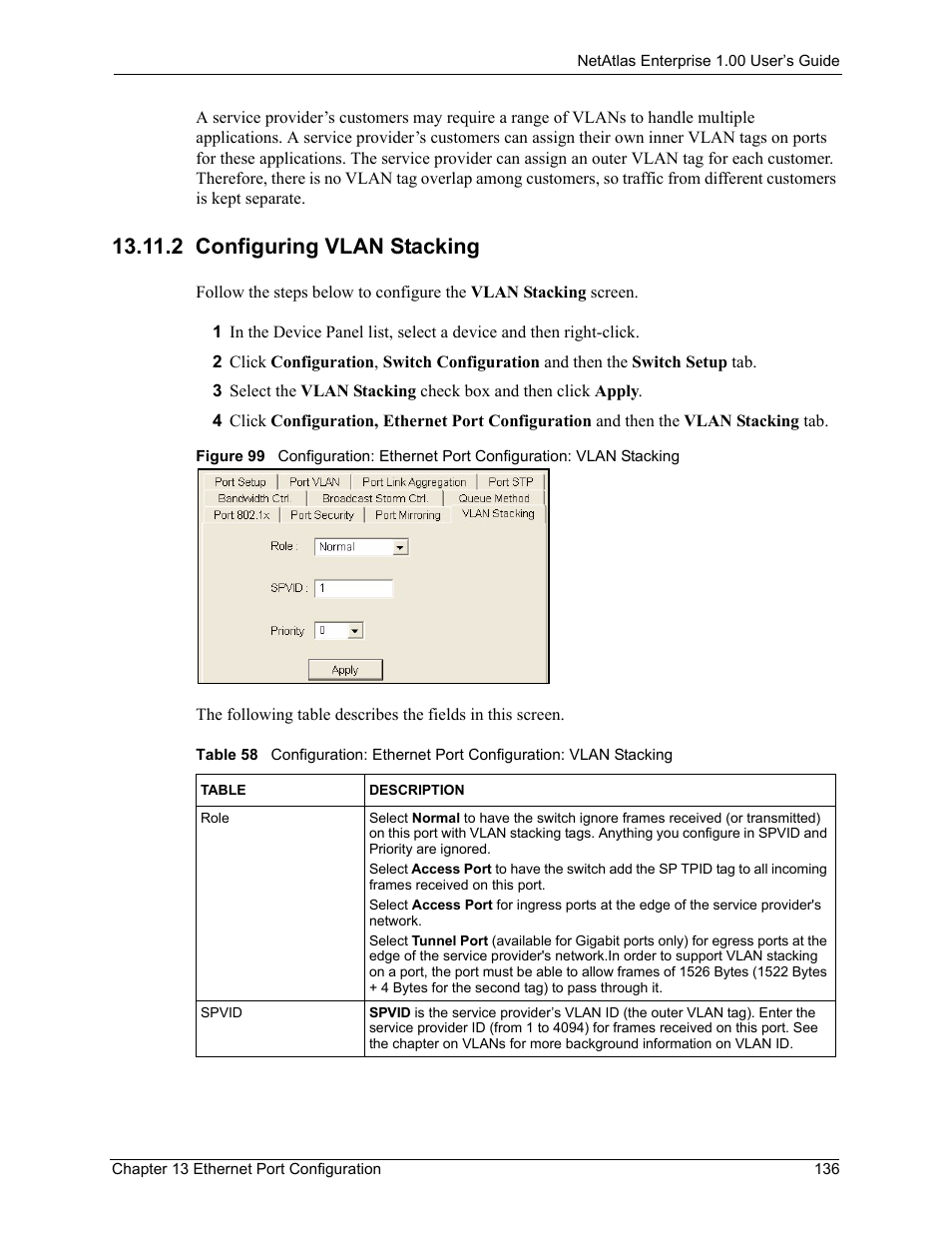 2 configuring vlan stacking | ZyXEL Communications 1 User Manual | Page 137 / 174