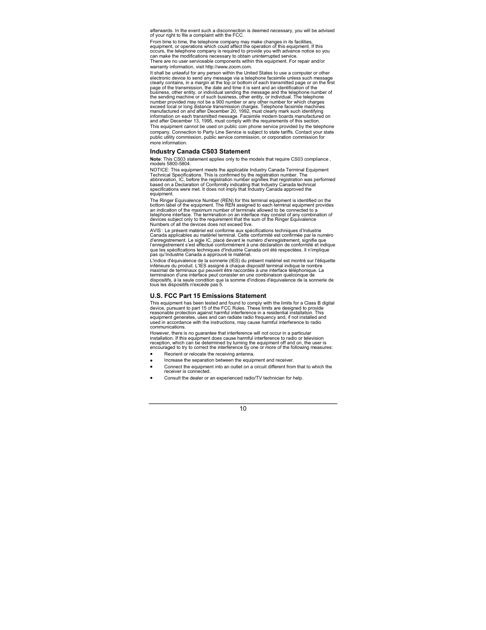 Zoom 5809 User Manual | Page 10 / 12
