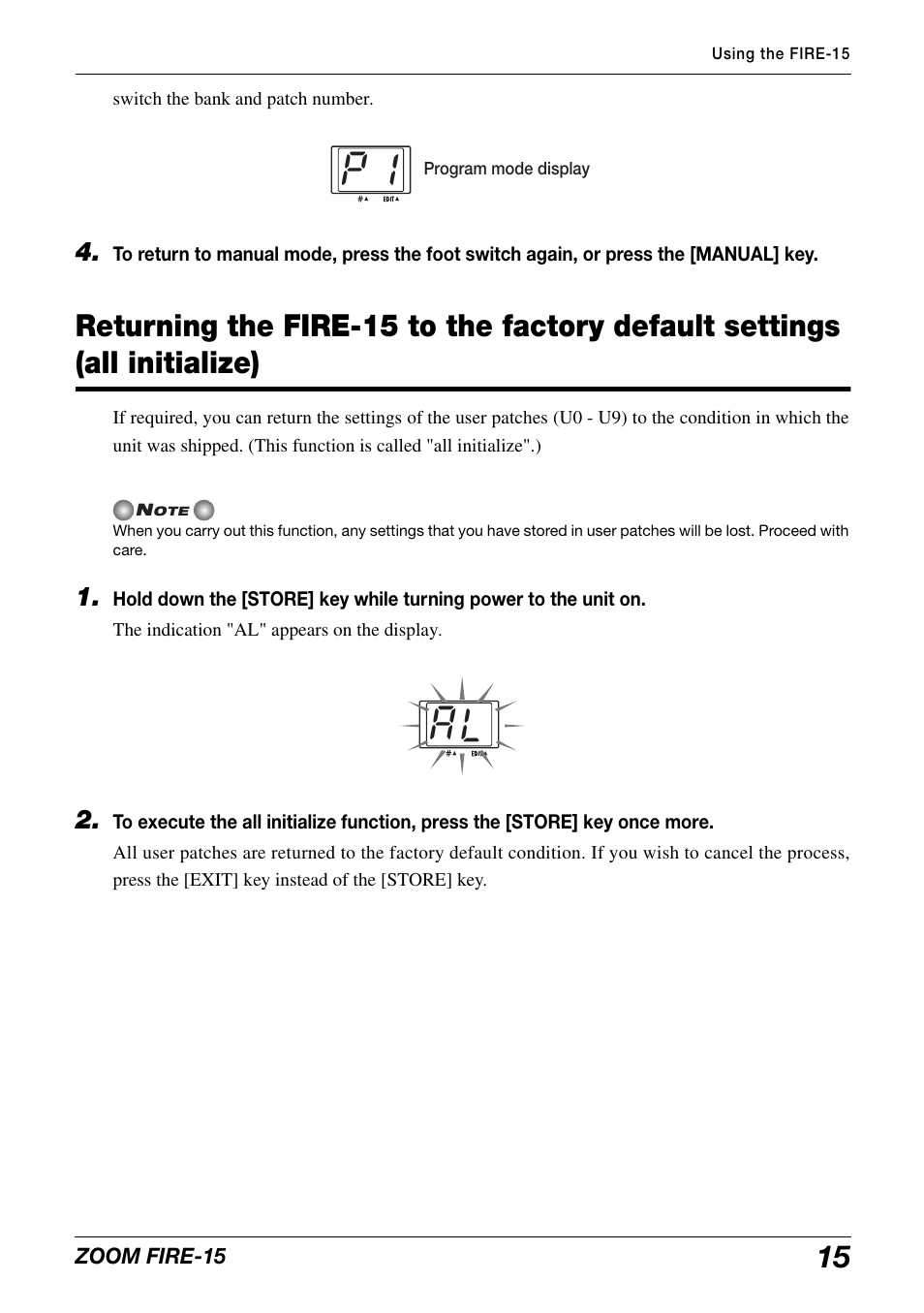 Zoom modeling amp FIRE-15 User Manual | Page 15 / 24