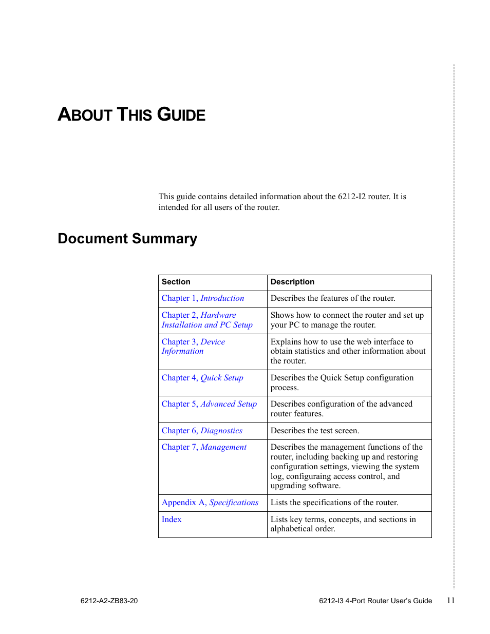 Bout, Uide, Document summary | Zhone Technologies 6212 User Manual | Page 11 / 84