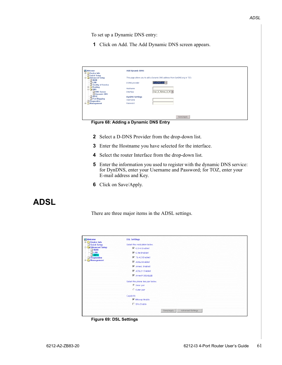 Adsl | Zhone Technologies 6212 User Manual | Page 61 / 84