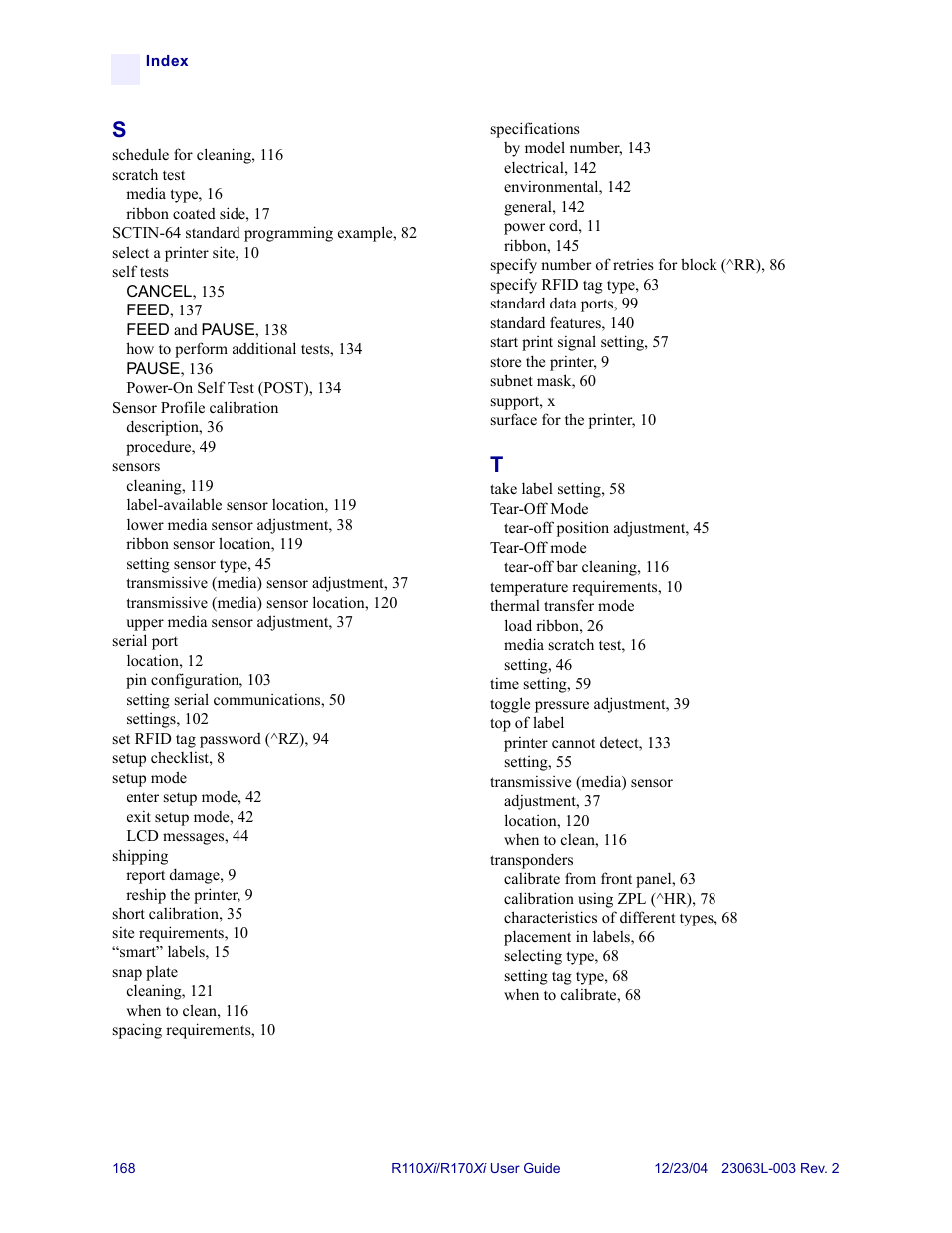 Zebra Technologies R170XiTM User Manual | Page 180 / 184